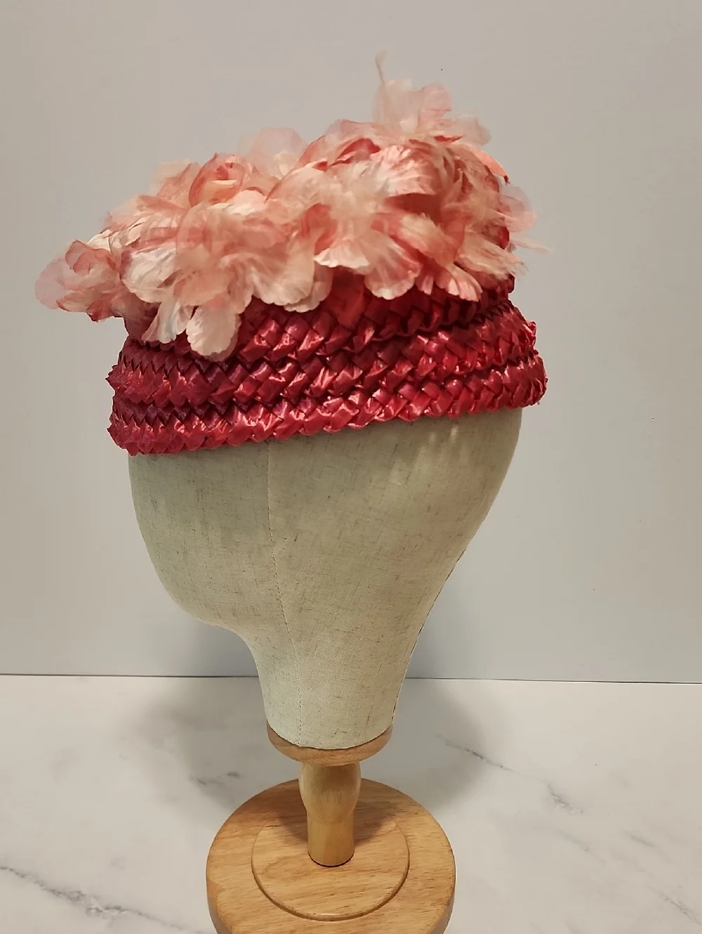 Pink Vintage Petal Pillbox  Hat.